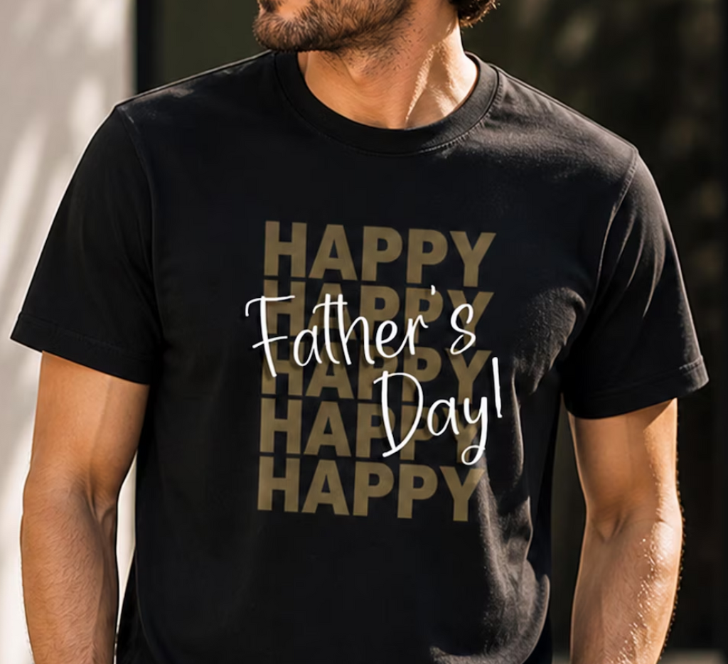Happy Father’s Day Shirt – Bella Canvas 3001 Minimal Typography Tee, Simple Gift for Dad