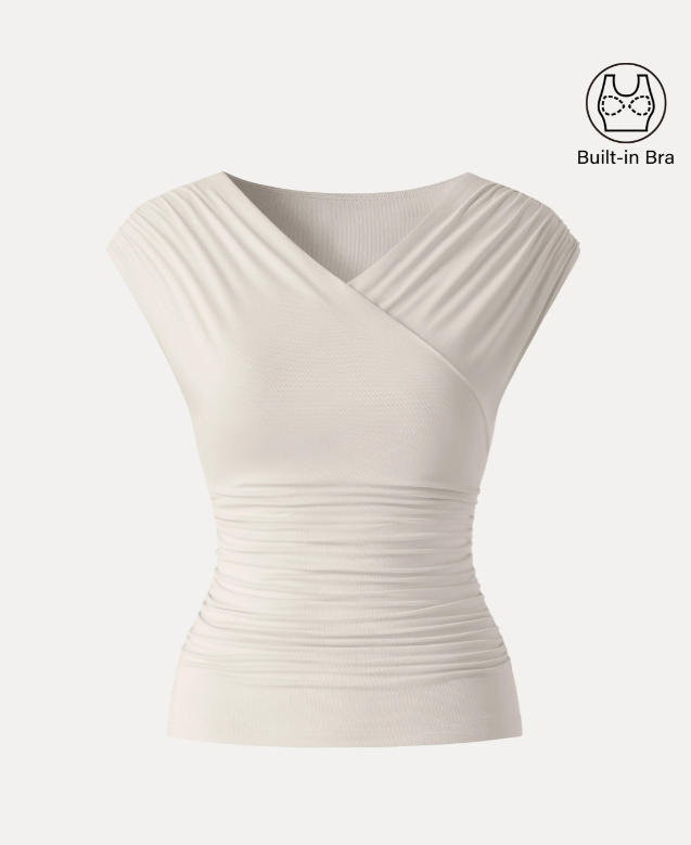 SkinKiss Surplice V-Neck Ruching Bra Top
