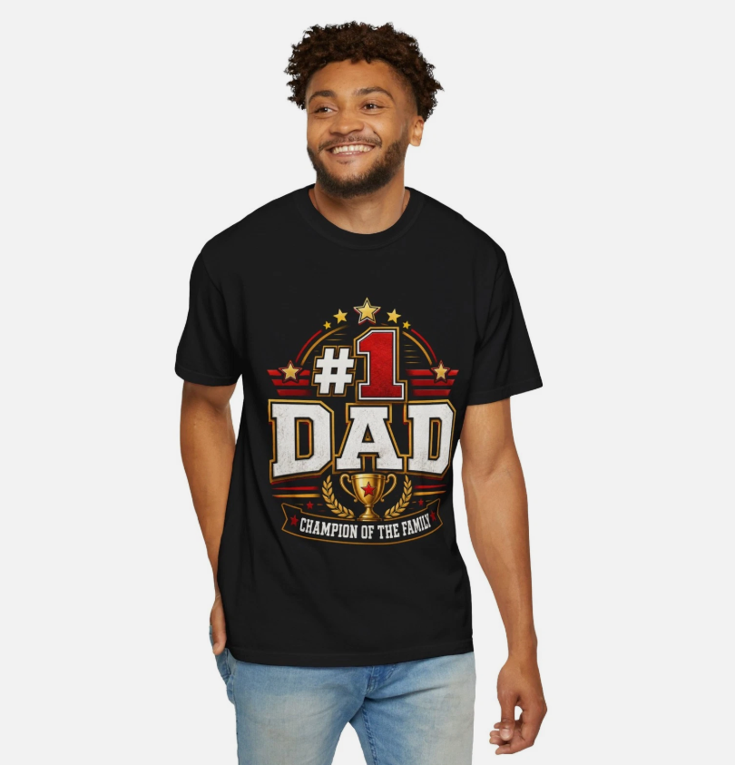 Dad Champion of the Family T-shirt Trophy Father Tee Father's day gift