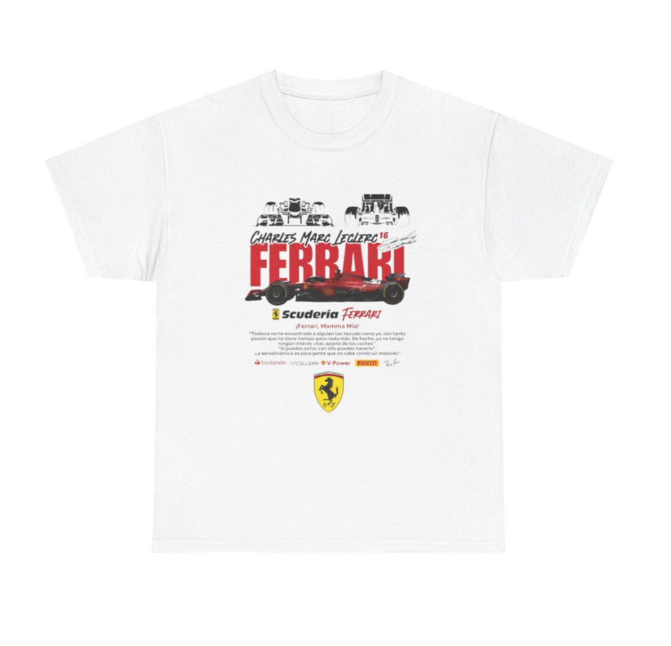 Charles Leclerc Ferrari F1 Racing T-Shirt Vintage Scuderia Graphic Tee