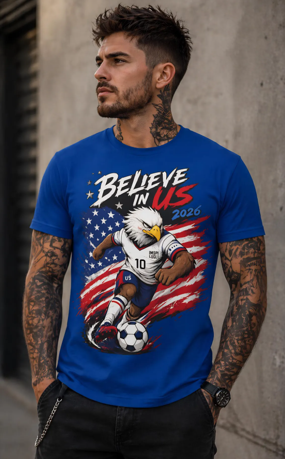 USA Soccer Eagle Shirt, Believe In Us 2026 T-Shirt, American Flag Soccer Graphic Tee, Patriotic Football Fan Gift, World Cup USA Shirt