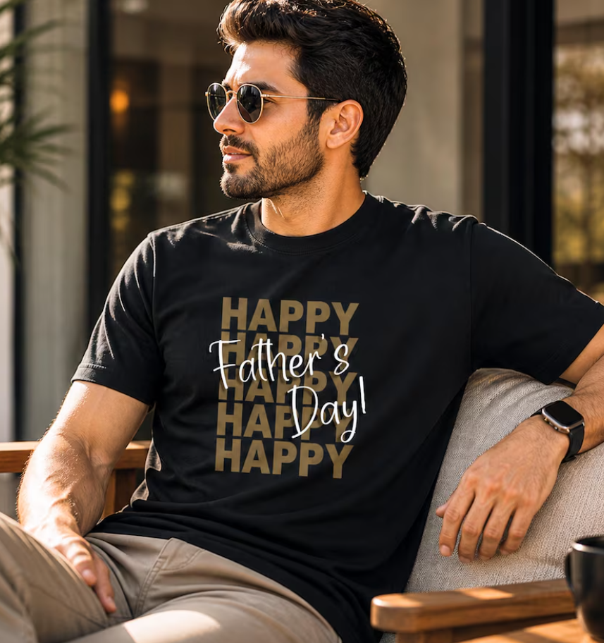Happy Father’s Day Shirt – Bella Canvas 3001 Minimal Typography Tee, Simple Gift for Dad