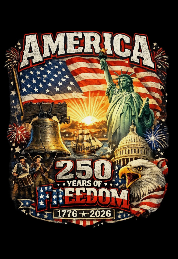 America 250 Years Freedom Shirt 1776-2026 Patriotic USA Flag July 4th Tee