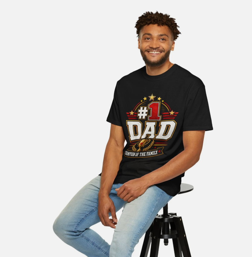Dad Champion of the Family T-shirt Trophy Father Tee Father's day gift