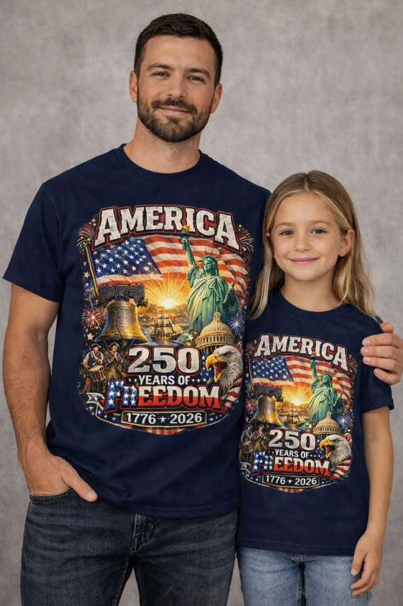America 250 Years Freedom Shirt 1776-2026 Patriotic USA Flag July 4th Tee