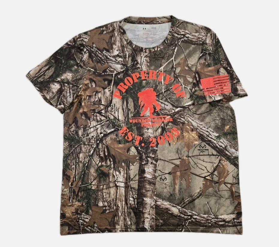 Mens Under Armour T Shirt Wounded Warrior Project Realtree Camouflage Large