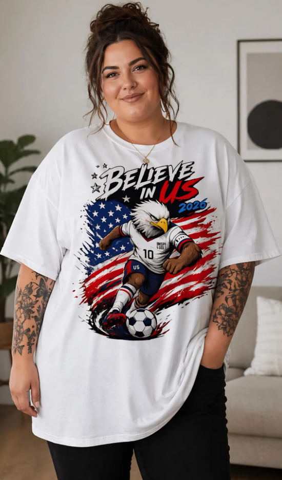 USA Soccer Eagle Shirt, Believe In Us 2026 T-Shirt, American Flag Soccer Graphic Tee, Patriotic Football Fan Gift, World Cup USA Shirt