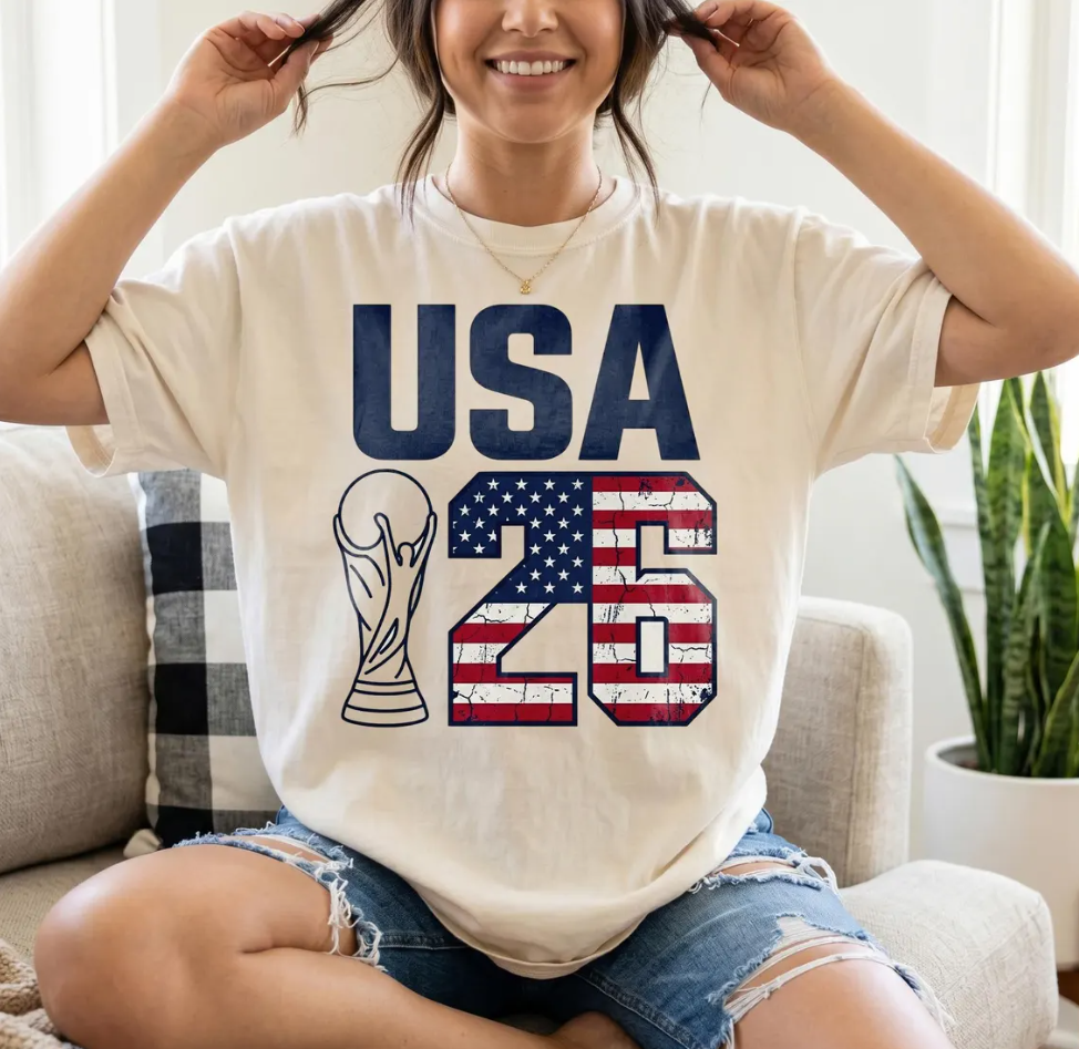 USA FIFA World Cup 2026 Shirt, American Flag Soccer Tee, USA 26 Host Nation Trophy, Patriotic Football Fan Gift