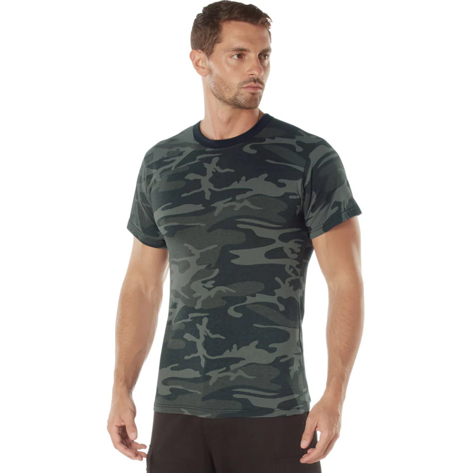 Black Camouflage Crew Neck T-Shirt