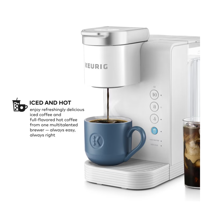 Keurig K-Express Essentials Plus, Iced and Hot Single-Serve K-Cup Pod Coffee Maker, White