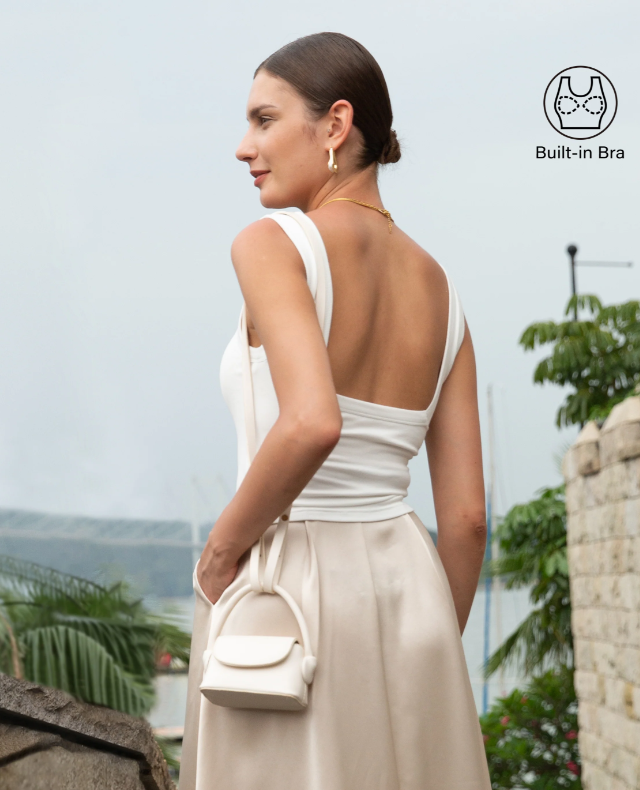 Slinky Square Open-Back Bra Tank Top