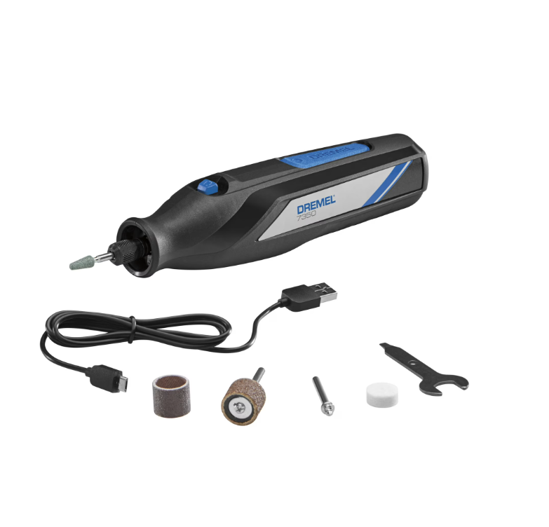 Dremel 7350-5W 4V-Cordless Single Speed Rotary Tool with Integrated 2Ah Li-Ion Battery & 7 Accessories