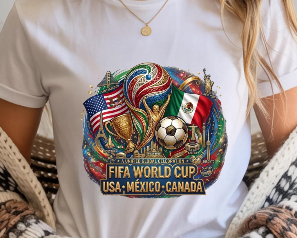 World Cup 2026 PNG Design, Colorful Soccer Graphic Tee Print , Football ,Fan Art Sublimation
