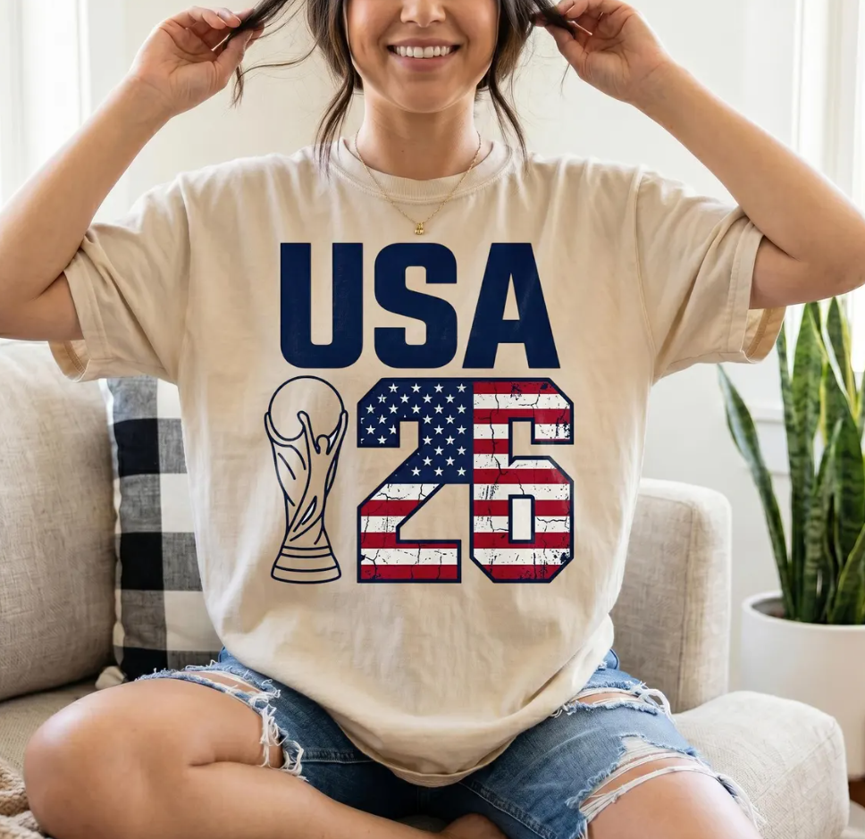 USA FIFA World Cup 2026 Shirt, American Flag Soccer Tee, USA 26 Host Nation Trophy, Patriotic Football Fan Gift