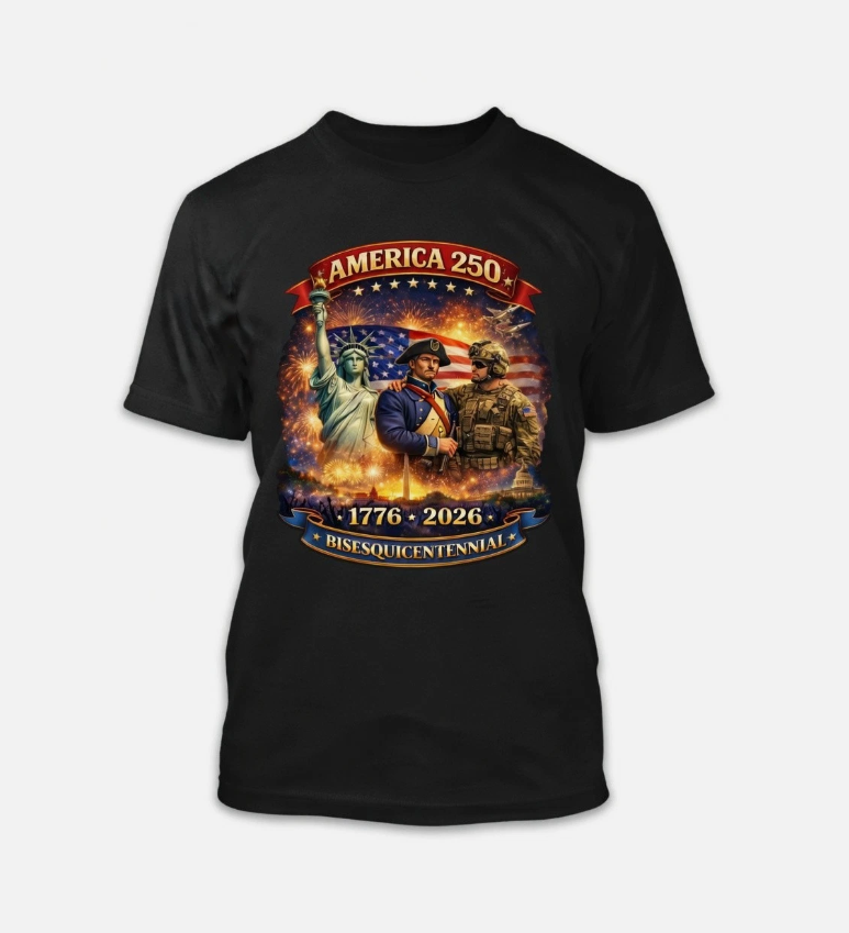 America 250 Bisesquicentennial T-Shirt 1776-2026 Patriotic USA Tee