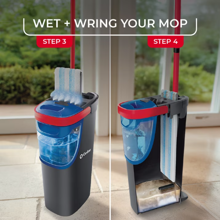 O-Cedar H2prO™ Flat Mop System with Dual Tank Design and Reusable Microfiber Pads