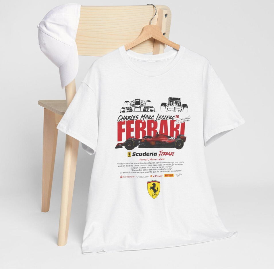Charles Leclerc Ferrari F1 Racing T-Shirt Vintage Scuderia Graphic Tee