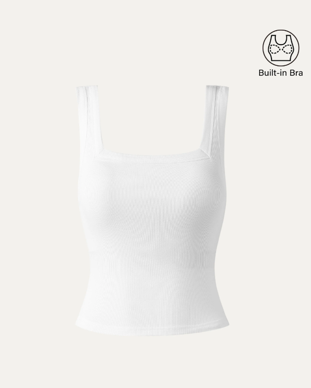 Slinky Square Open-Back Bra Tank Top