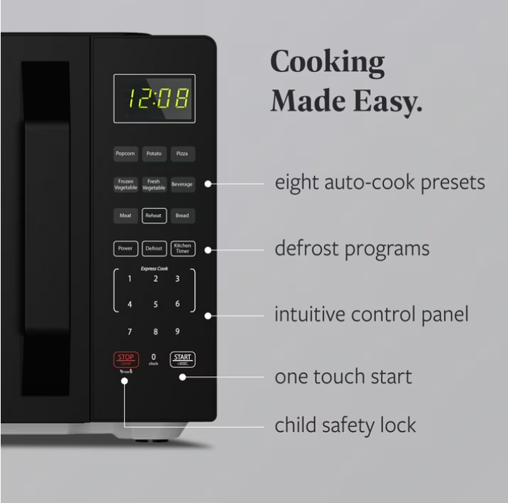 Farberware 0.7 cu ft Microwave Oven, 700W Countertop Microwave Oven with Auto Cook Menu, Black