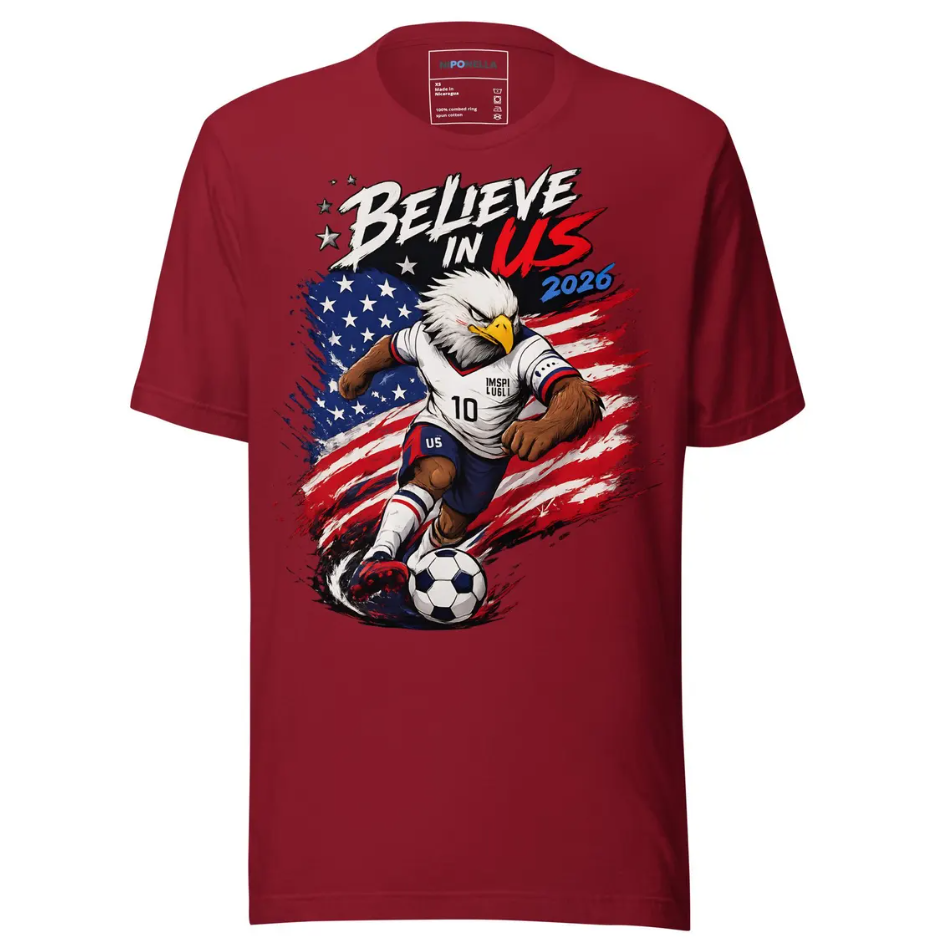 USA Soccer Eagle Shirt, Believe In Us 2026 T-Shirt, American Flag Soccer Graphic Tee, Patriotic Football Fan Gift, World Cup USA Shirt