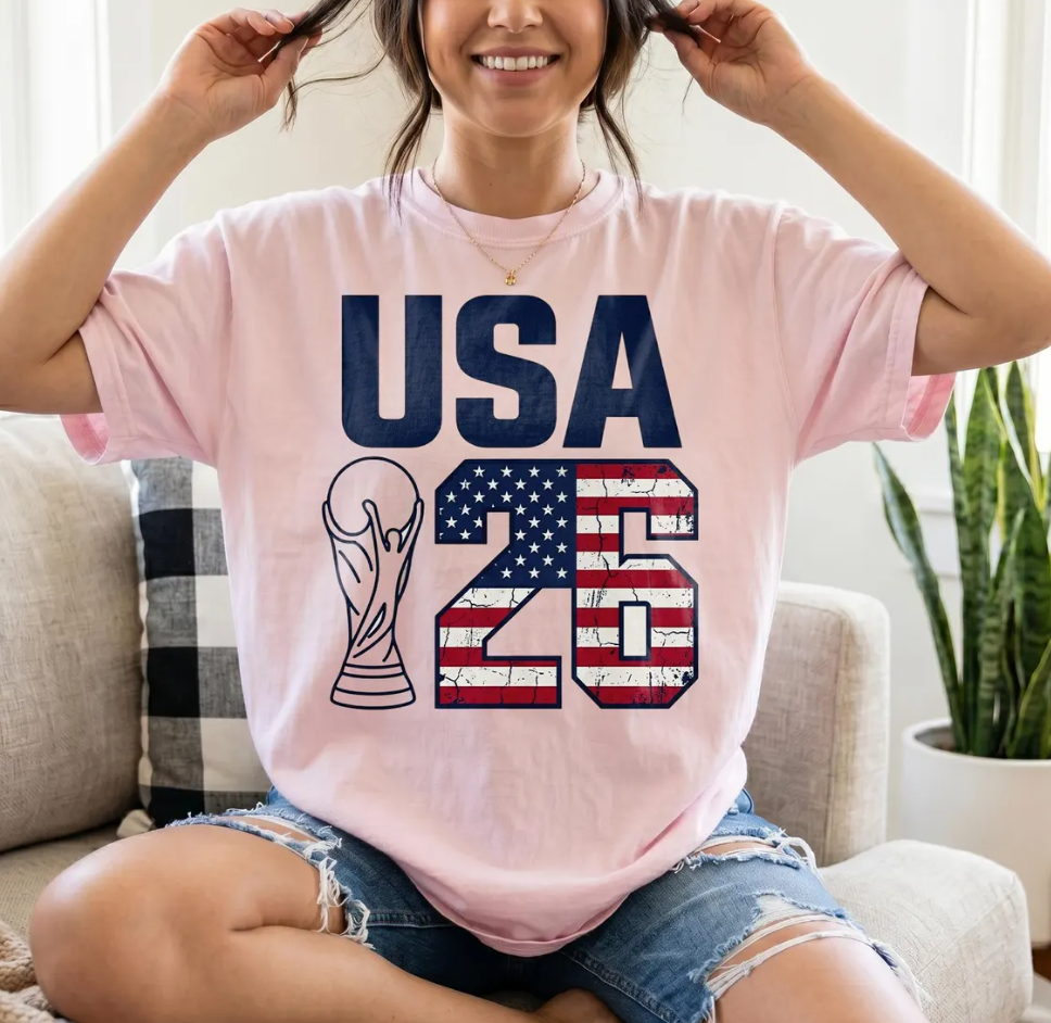 USA FIFA World Cup 2026 Shirt, American Flag Soccer Tee, USA 26 Host Nation Trophy, Patriotic Football Fan Gift