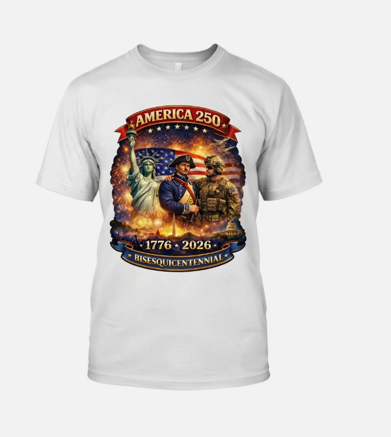 America 250 Bisesquicentennial T-Shirt 1776-2026 Patriotic USA Tee