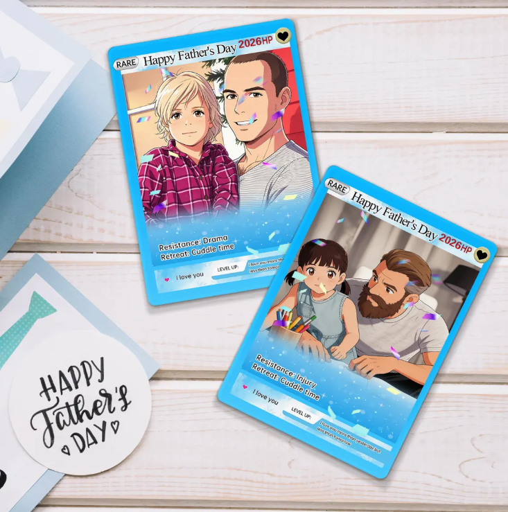 Personalized Father's Day Pokemon Card, Custom Birthday Photo Art Card, Wedding & Anniversary Photo to Holo Card, Gift For Dad, New Dad Gift
