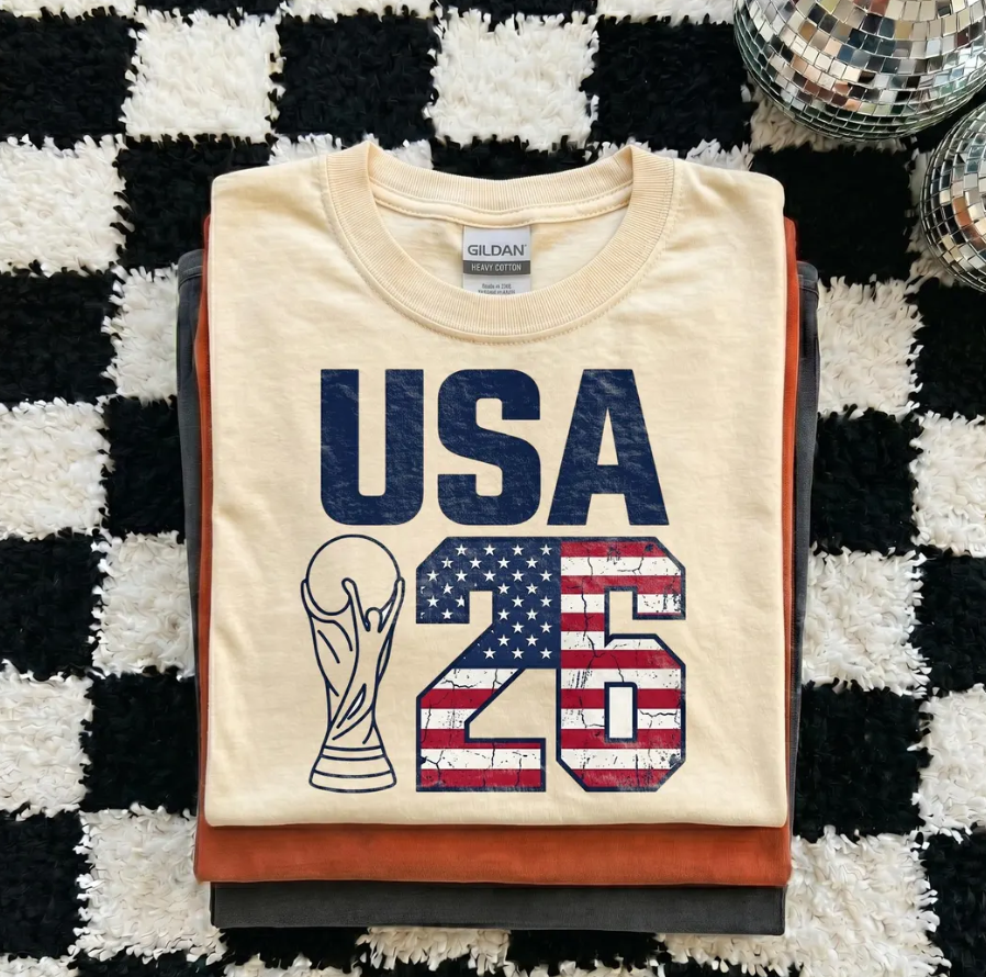 USA FIFA World Cup 2026 Shirt, American Flag Soccer Tee, USA 26 Host Nation Trophy, Patriotic Football Fan Gift