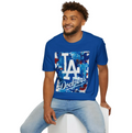 LA Dodgers Abstract Logo Painting T-Shirt Baseball Team Fan Tee