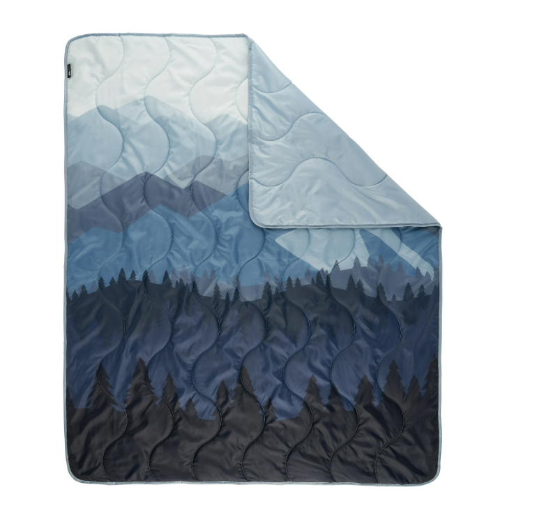 Ozark Trail Packable Blanket, 70" x 60" in Blue Mountain Scene Design for Camping/Travel/Picnics