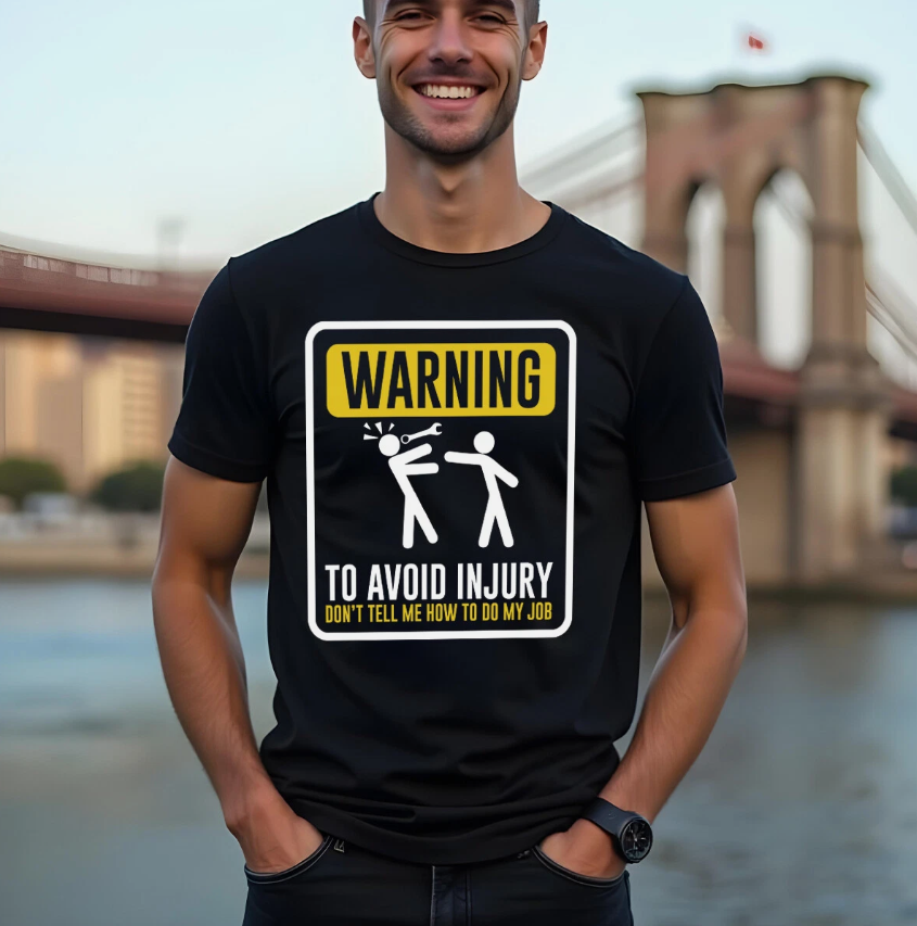 Mens Worker Injury Warning Funny Fathers Day T-Shirt Tee Best Dad Ever Papa