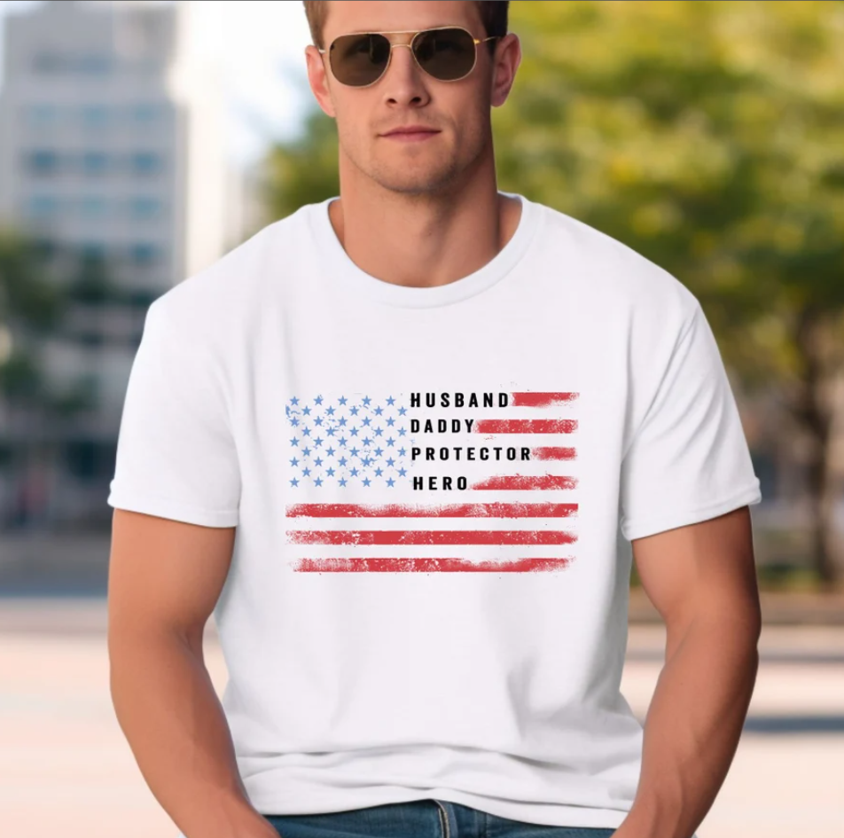 Dad USA Flag Patriotic Shirt, Fathers Day Gift For Father T-Shirt, Gifts For Dad, Patriotic Shirts For Men, Best Dad Gifts, Father Day Shirt