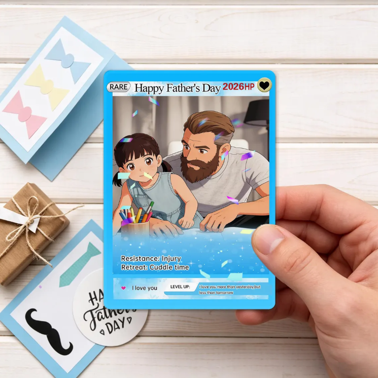 Personalized Father's Day Pokemon Card, Custom Birthday Photo Art Card, Wedding & Anniversary Photo to Holo Card, Gift For Dad, New Dad Gift
