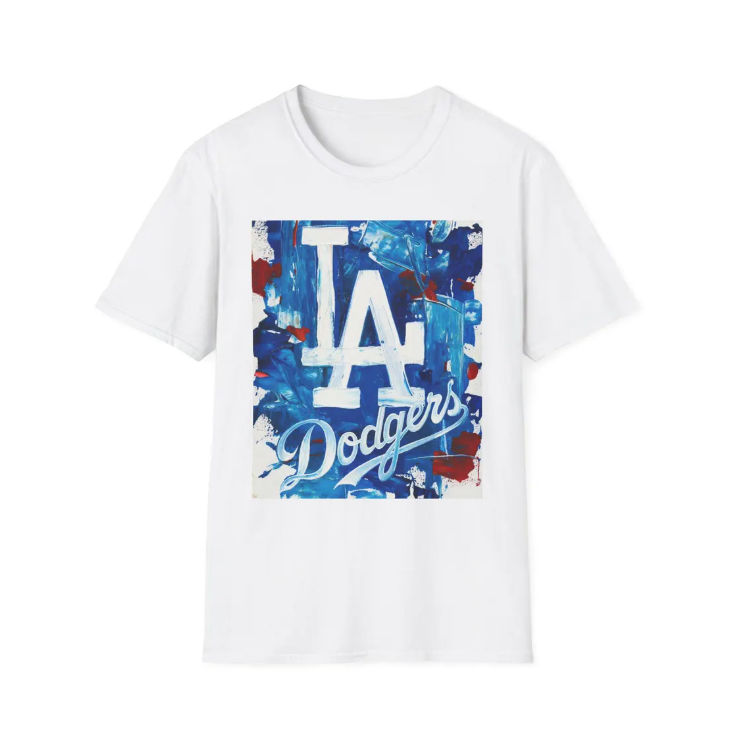 LA Dodgers Abstract Logo Painting T-Shirt Baseball Team Fan Tee