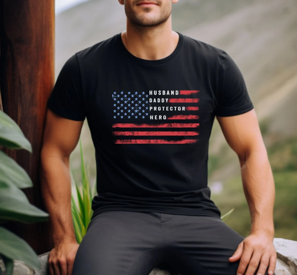 Dad USA Flag Patriotic Shirt, Fathers Day Gift For Father T-Shirt, Gifts For Dad, Patriotic Shirts For Men, Best Dad Gifts, Father Day Shirt