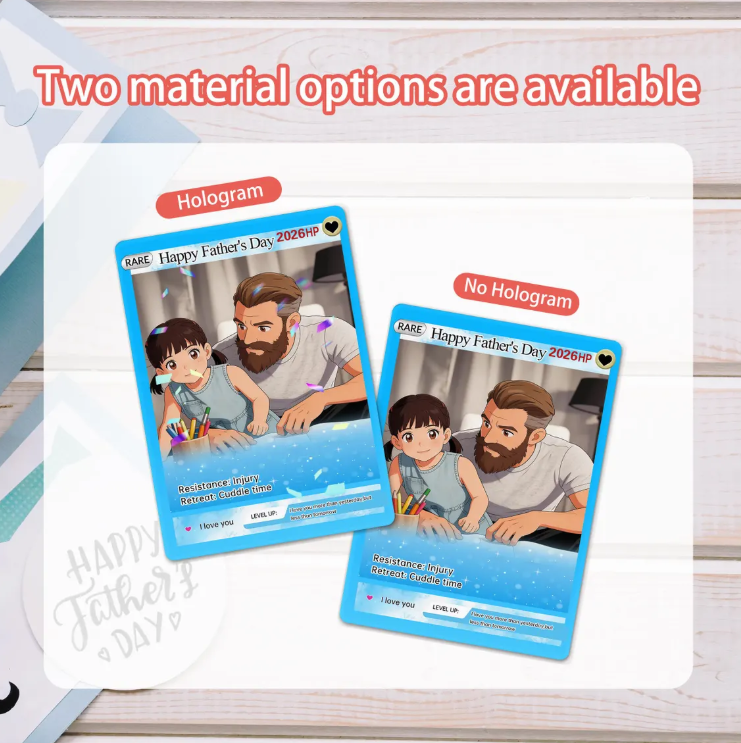 Personalized Father's Day Pokemon Card, Custom Birthday Photo Art Card, Wedding & Anniversary Photo to Holo Card, Gift For Dad, New Dad Gift