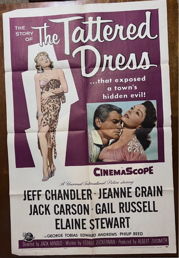 THE TATTERED DRESS 1957 MOVIE POSTER JEFF CHANDLER, JACK CARSON