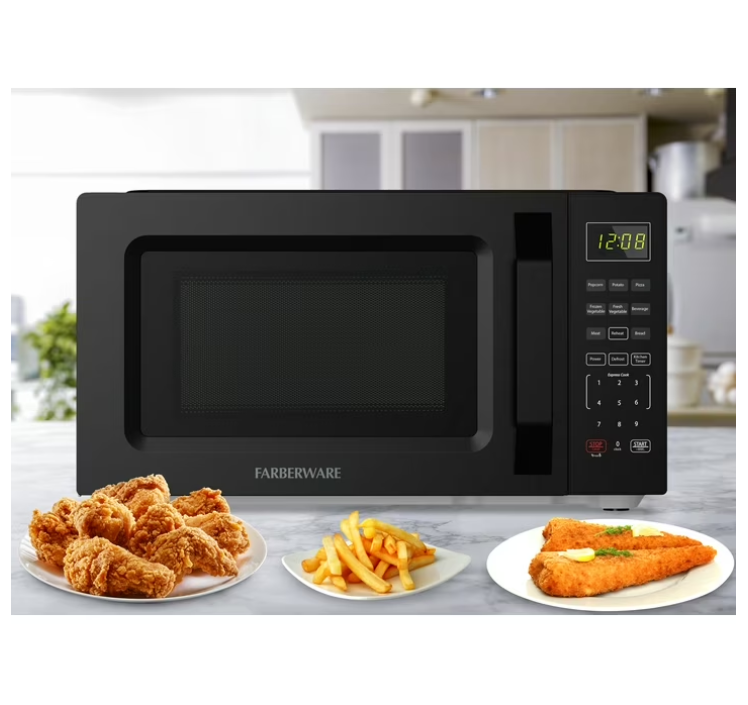 Farberware 0.7 cu ft Microwave Oven, 700W Countertop Microwave Oven with Auto Cook Menu, Black