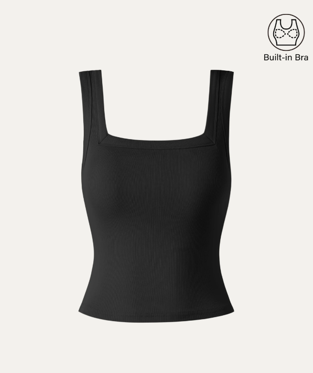 Slinky Square Open-Back Bra Tank Top