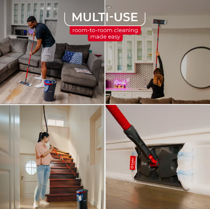 O-Cedar H2prO™ Flat Mop System with Dual Tank Design and Reusable Microfiber Pads