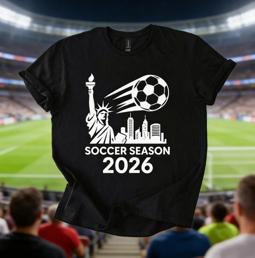 2026 Soccer Season T-Shirt – Statue of Liberty & City Design