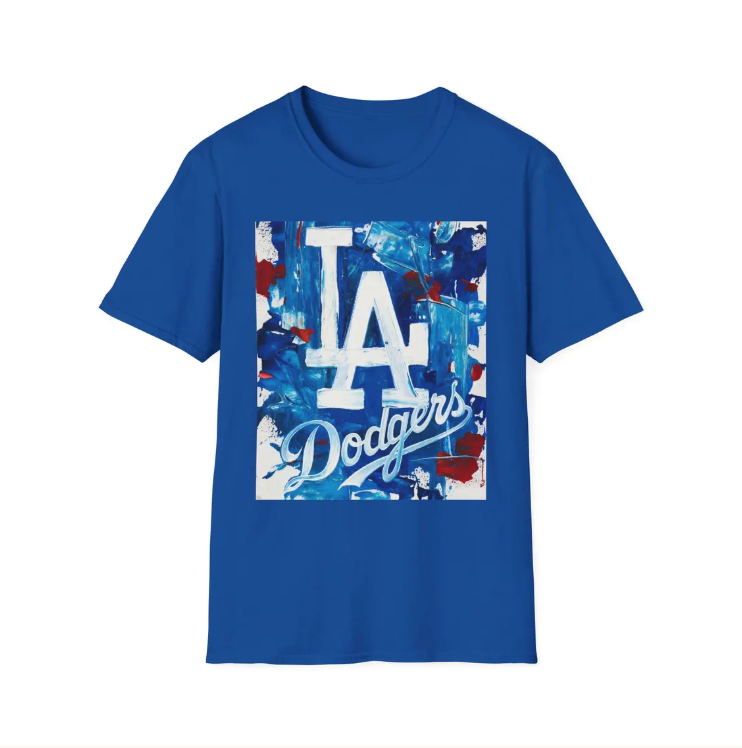 LA Dodgers Abstract Logo Painting T-Shirt Baseball Team Fan Tee