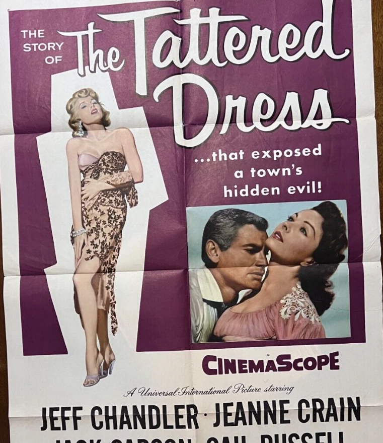 THE TATTERED DRESS 1957 MOVIE POSTER JEFF CHANDLER, JACK CARSON