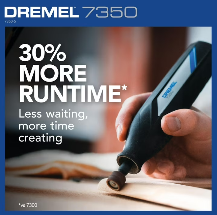 Dremel 7350-5W 4V-Cordless Single Speed Rotary Tool with Integrated 2Ah Li-Ion Battery & 7 Accessories
