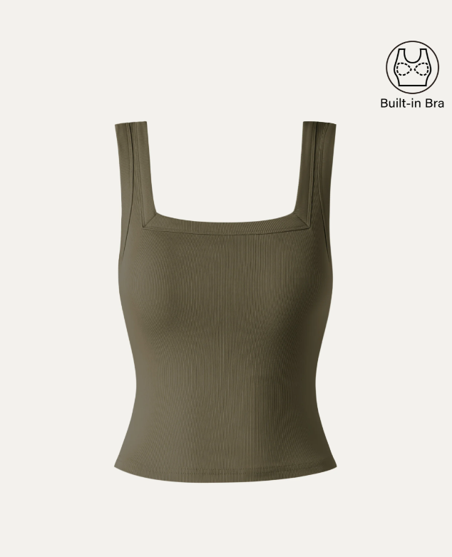 Slinky Square Open-Back Bra Tank Top