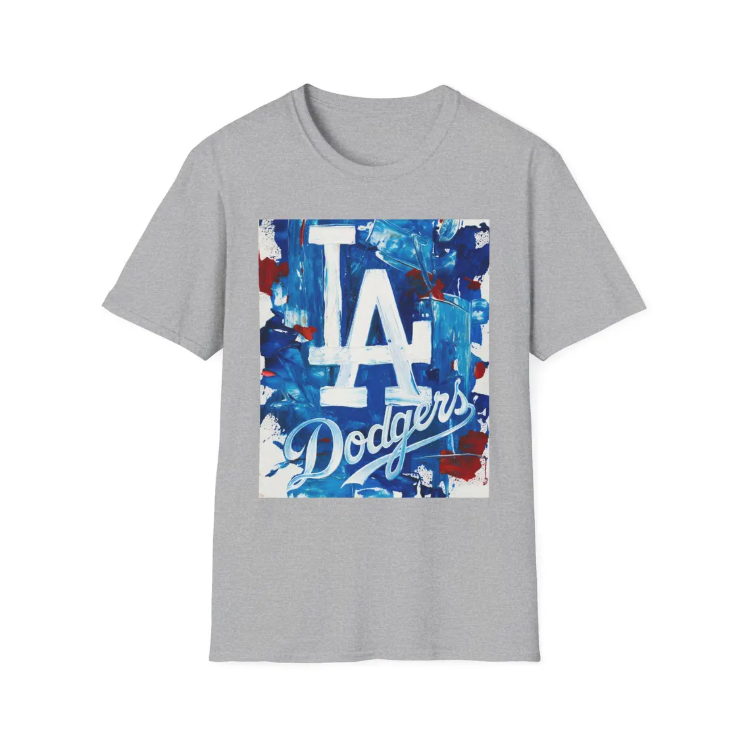 LA Dodgers Abstract Logo Painting T-Shirt Baseball Team Fan Tee