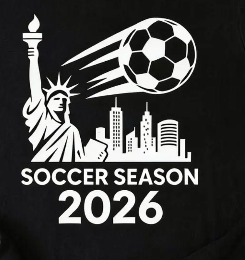 2026 Soccer Season T-Shirt – Statue of Liberty & City Design