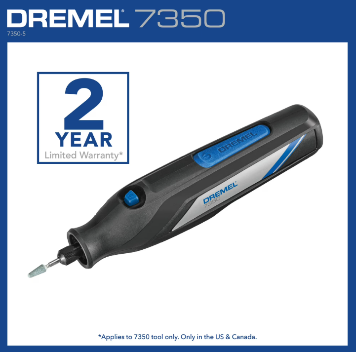 Dremel 7350-5W 4V-Cordless Single Speed Rotary Tool with Integrated 2Ah Li-Ion Battery & 7 Accessories