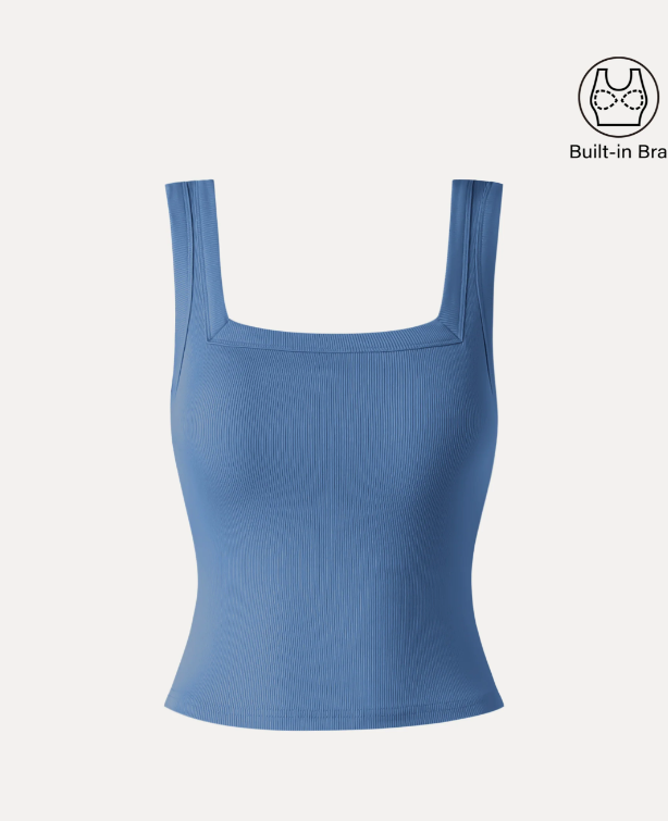 Slinky Square Open-Back Bra Tank Top