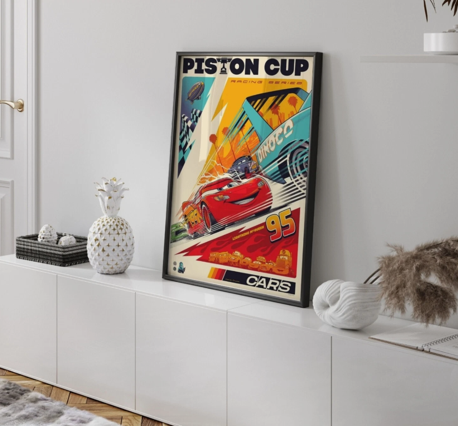 Lightning McQueen Art Canvas Poster Wall Art Home Decor Kids Room Gift